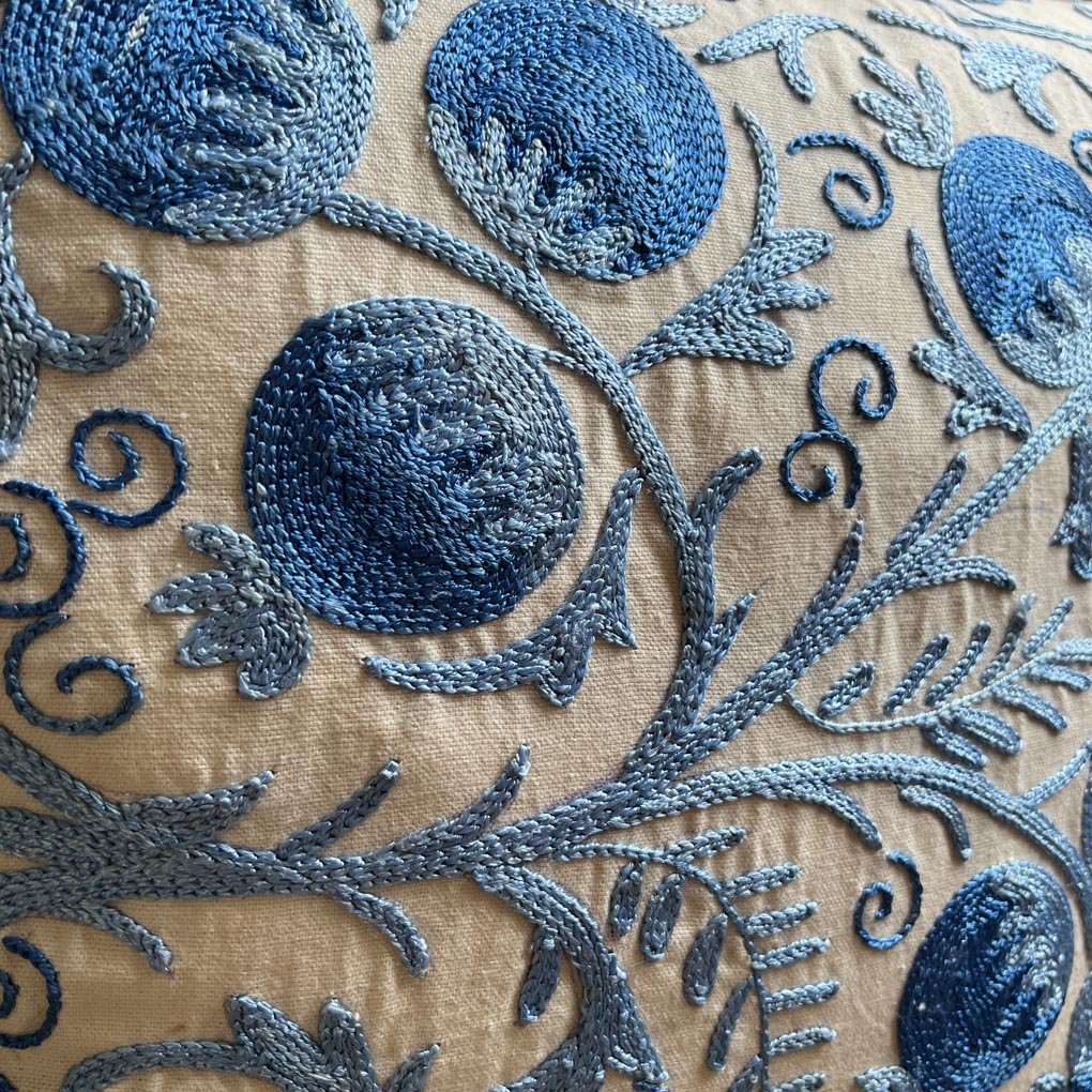 Uzbeki Suzani Hand Embroidered Cushion SUZCUSH102214 - Wildash London