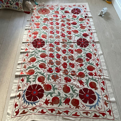 Uzbeki Suzani Hand Embroidered Textile Wall Hanging | Home Décor | Runner | 100cm x 150cm SUZ0410009 - Wildash London