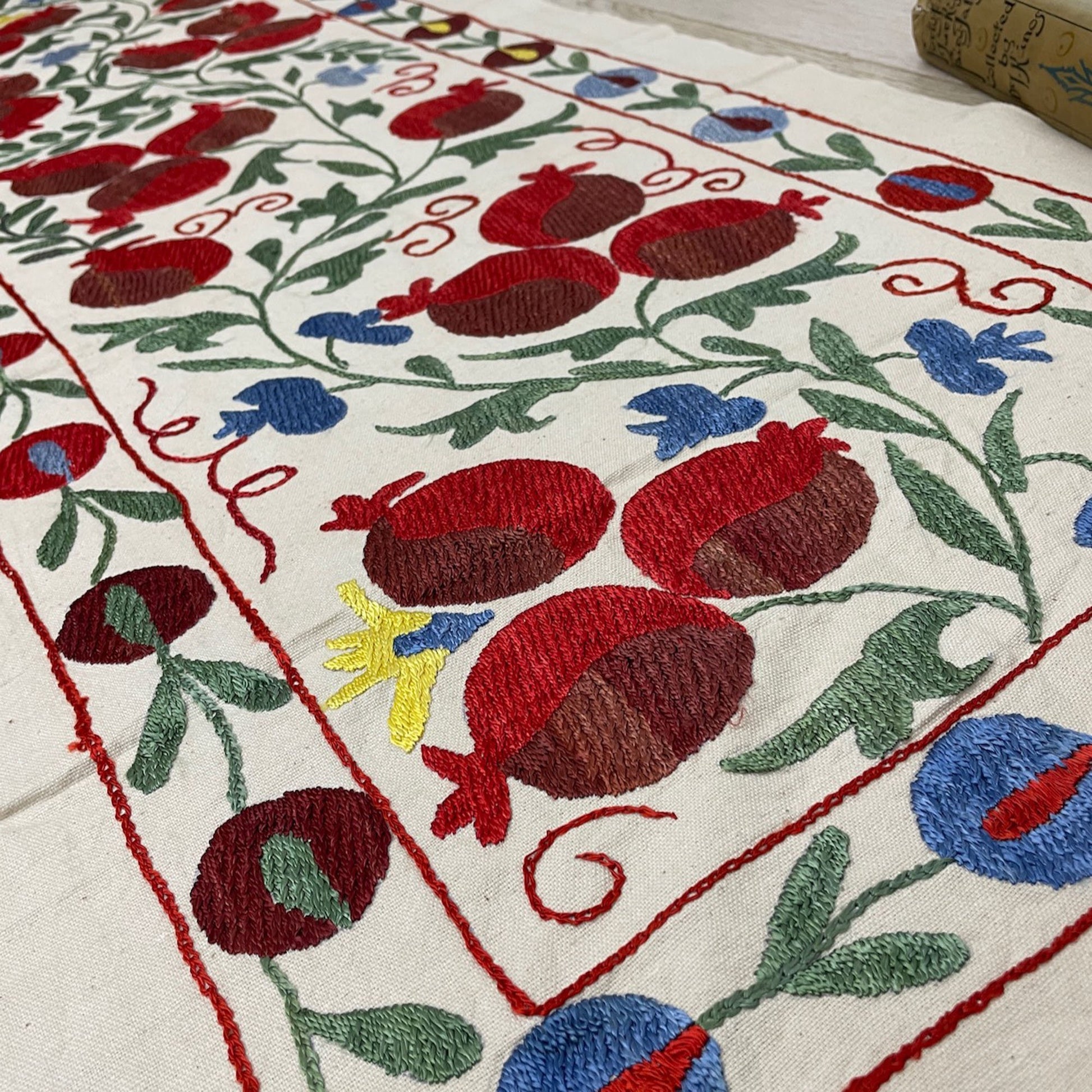 Uzbeki Suzani Hand Embroidered Textile Wall Hanging | Home Décor | Runner | 50cm x 178cm SUZ1205013 - Wildash London