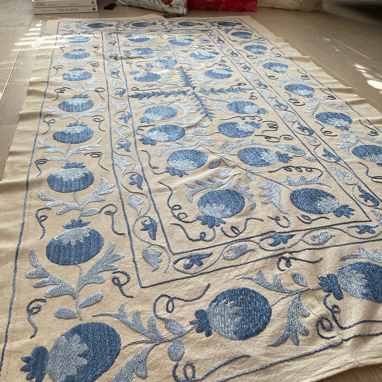Uzbeki Suzani Hand Embroidered Textile Wall Hanging | Home Décor | Runner | 95cm x 180cm SUZ220518008 - Wildash London