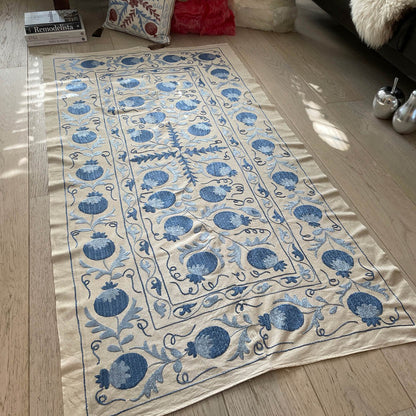 Uzbeki Suzani Hand Embroidered Textile Wall Hanging | Home Décor | Runner | 95cm x 180cm SUZ220518008 - Wildash London