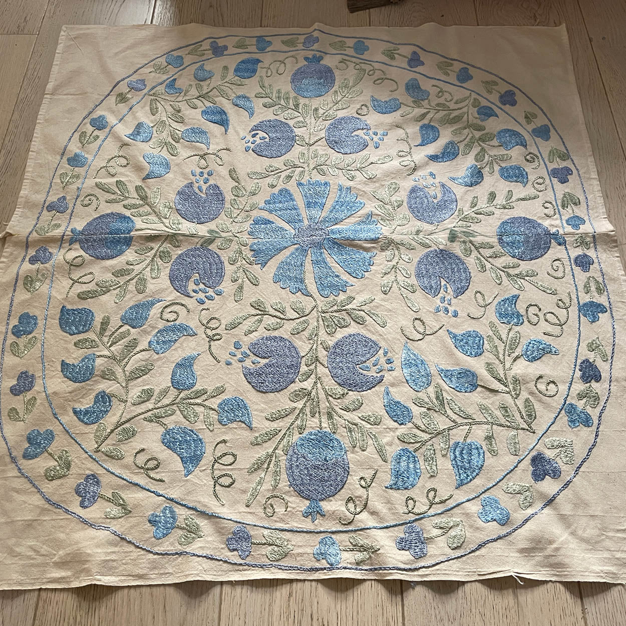 Uzbeki Suzani Hand Embroidered Textile Wall Hanging | Home Décor | Runner | 95cm x 99cm SUZ220518018 - Wildash London