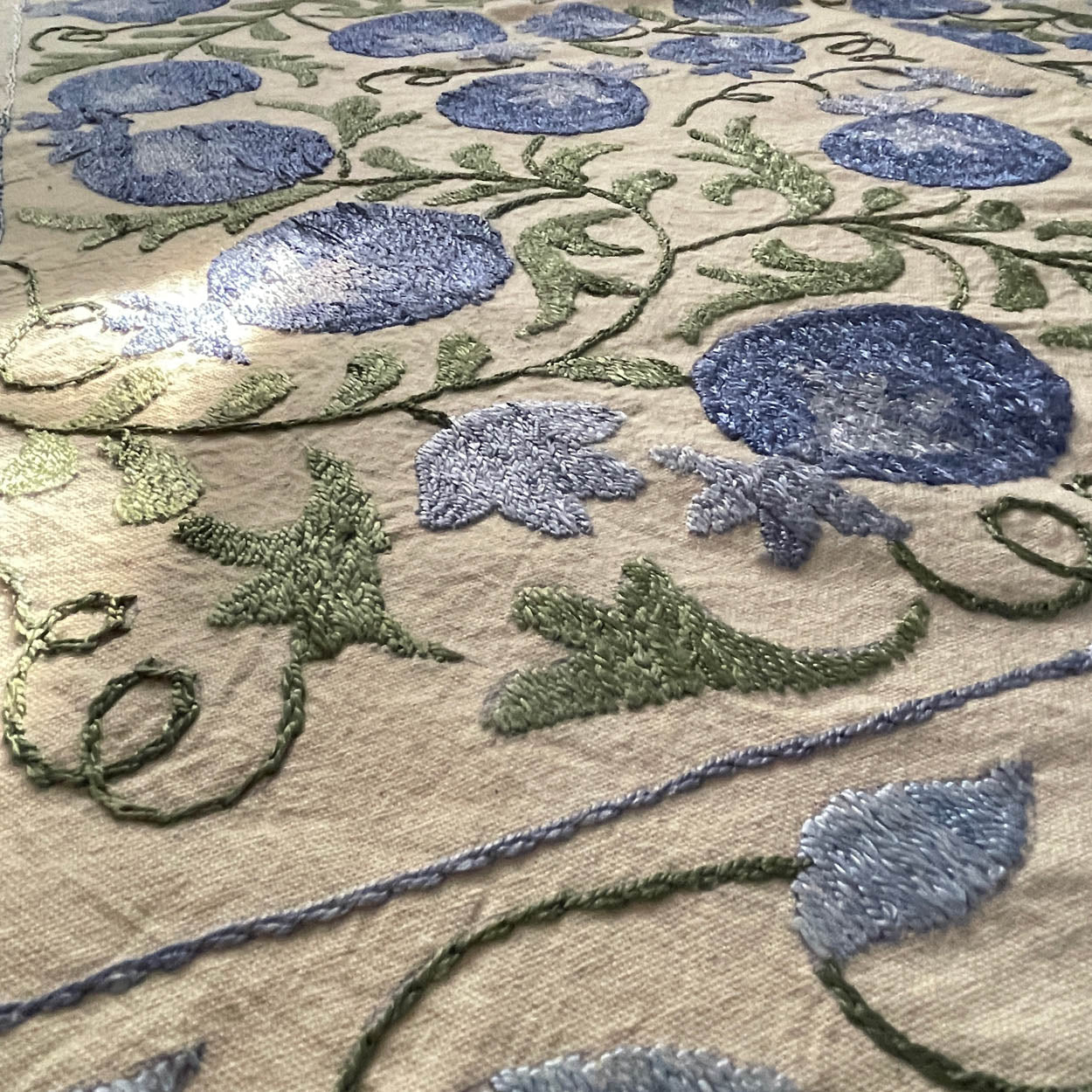 Uzbeki Suzani Hand Embroidered Textile Wall Hanging | Home Décor | Runner | 97cm x 94cm SUZ220518016 - Wildash London