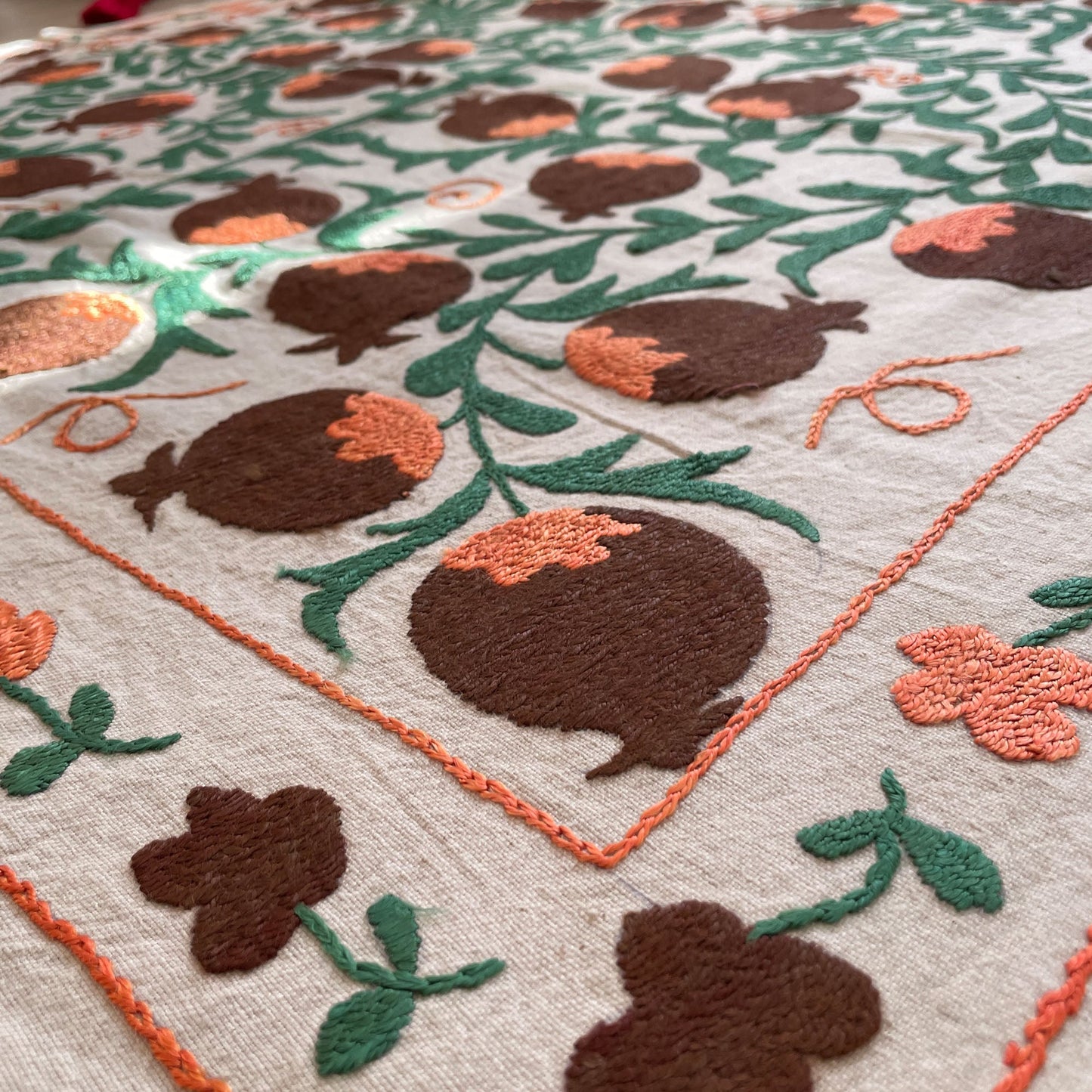Uzbeki Suzani Hand Embroidered Textile Wall Hanging | Home Décor | Square | 100cm x 100cm SUZ0410002 - Wildash London
