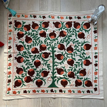 Uzbeki Suzani Hand Embroidered Textile Wall Hanging | Home Décor | Square | 100cm x 100cm SUZ0410002 - Wildash London