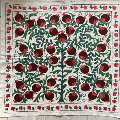 Uzbeki Suzani Hand Embroidered Textile Wall Hanging | Home Décor | Square | 100cm x 100cm SUZ0410004 - Wildash London