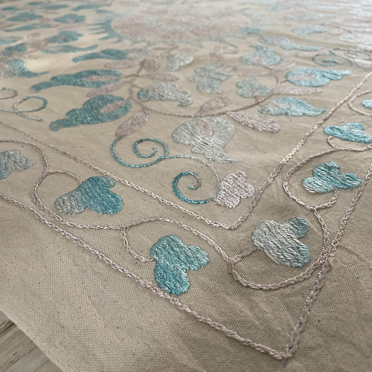 Uzbeki Suzani Hand Embroidered Textile Wall Hanging | Home Décor | Square | 98cm x 88cm SUZ220518012 - Wildash London