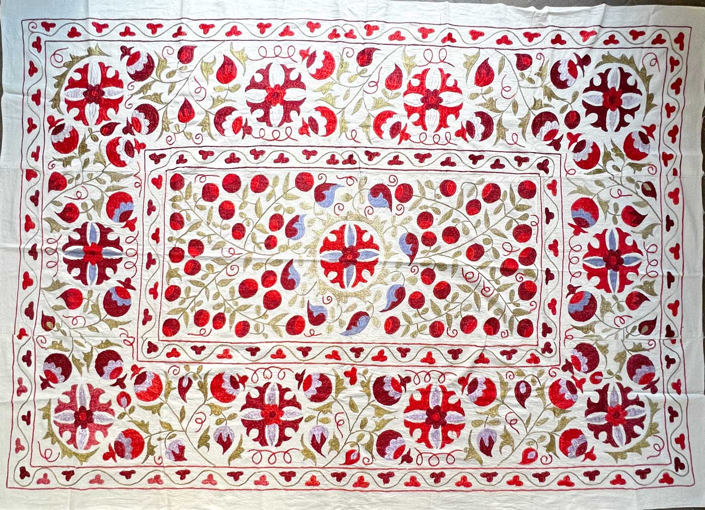 Uzbeki Suzani Hand Embroidered Textile Wall Hanging | Home Décor | Throw | 140cm x 205cm SUZ092905 - Wildash London