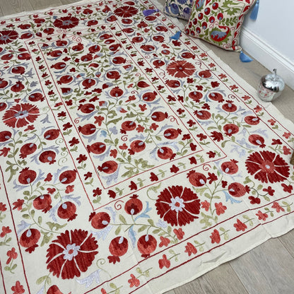 Uzbeki Suzani Hand Embroidered Textile Wall Hanging | Home Décor | Throw | 140cm x 205cm SUZ1205005 - Wildash London