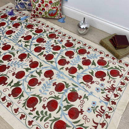 Uzbeki Suzani Hand Embroidered Textile Wall Hanging | Home Décor | Throw | 50cm x 100cm SUZ1205009 - Wildash London