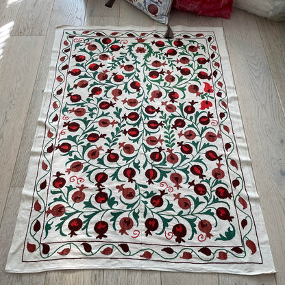 Uzbeki Suzani Hand Embroidered Textile Wall Hanging | Home Décor | Throw | 98cm x 130cm SUZ220518002 - Wildash London