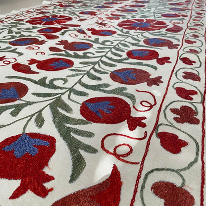 Uzbeki Suzani Hand Embroidered Textile Wall Hanging | Home Décor | Throw | 99cm x 180cm SUZ220518005 - Wildash London