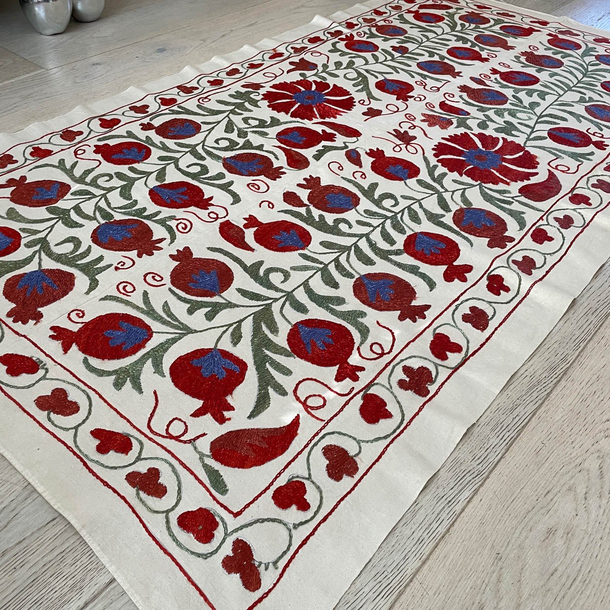 Uzbeki Suzani Hand Embroidered Textile Wall Hanging | Home Décor | Throw | 99cm x 180cm SUZ220518005 - Wildash London