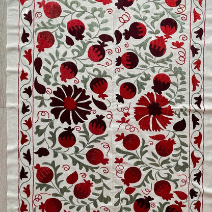 Uzbeki Suzani Hand Embroidered Textile Wall Hanging | Home Décor | Throw | 99cm x 182cm SUZ220518006 - Wildash London