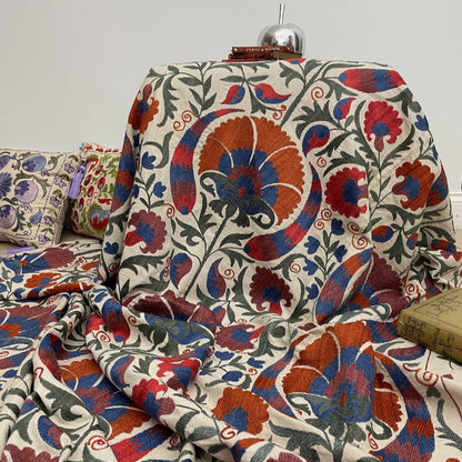 Uzbeki Suzani Hand Embroidered Textile Wall Hanging | Home Décor | Throw | XL 190cm x 250cm SUZ1205001 - Wildash London