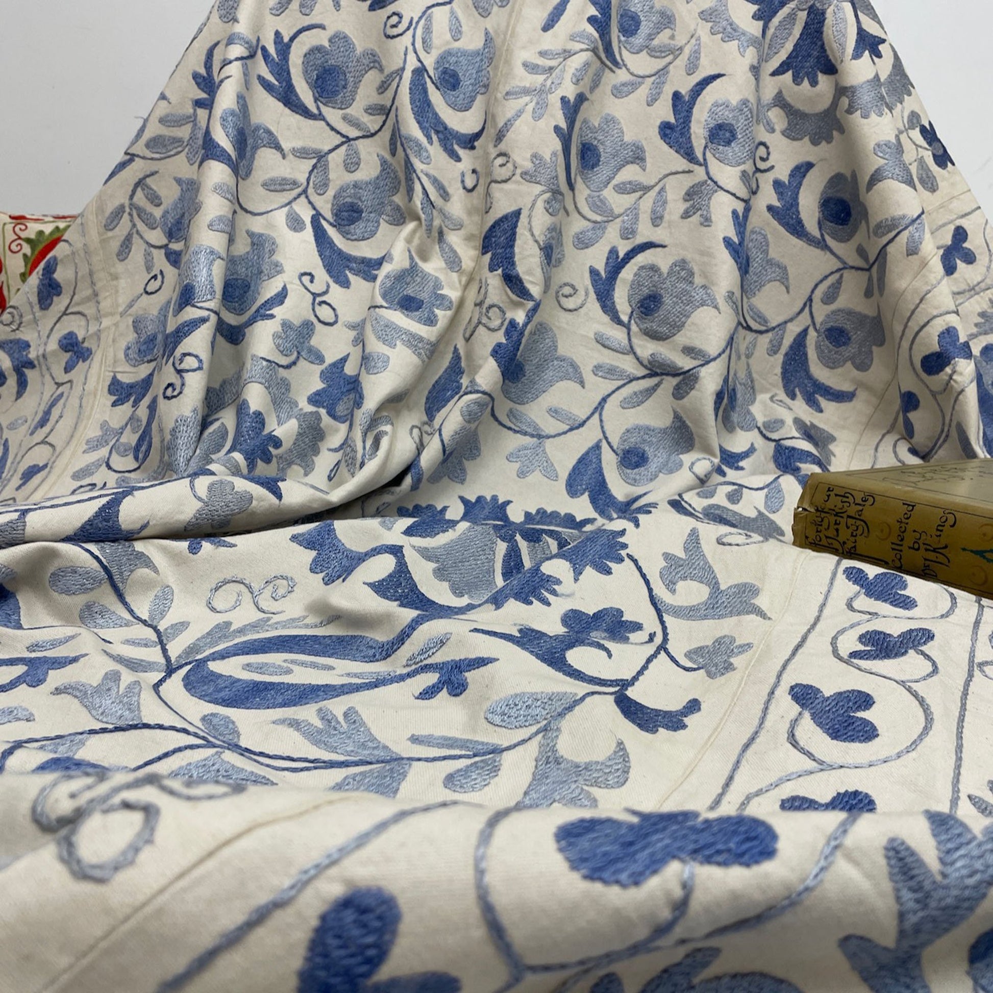 Uzbeki Suzani Hand Embroidered Textile Wall Hanging | Home Décor | Throw | XL 190cm x 250cm SUZ1205002 - Wildash London