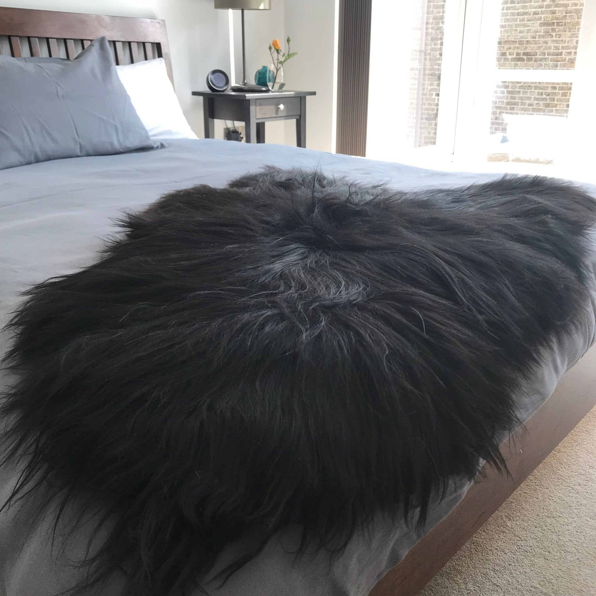 Icelandic Natural Black Eco Sheepskin Rug 100% Undyed - Wildash London