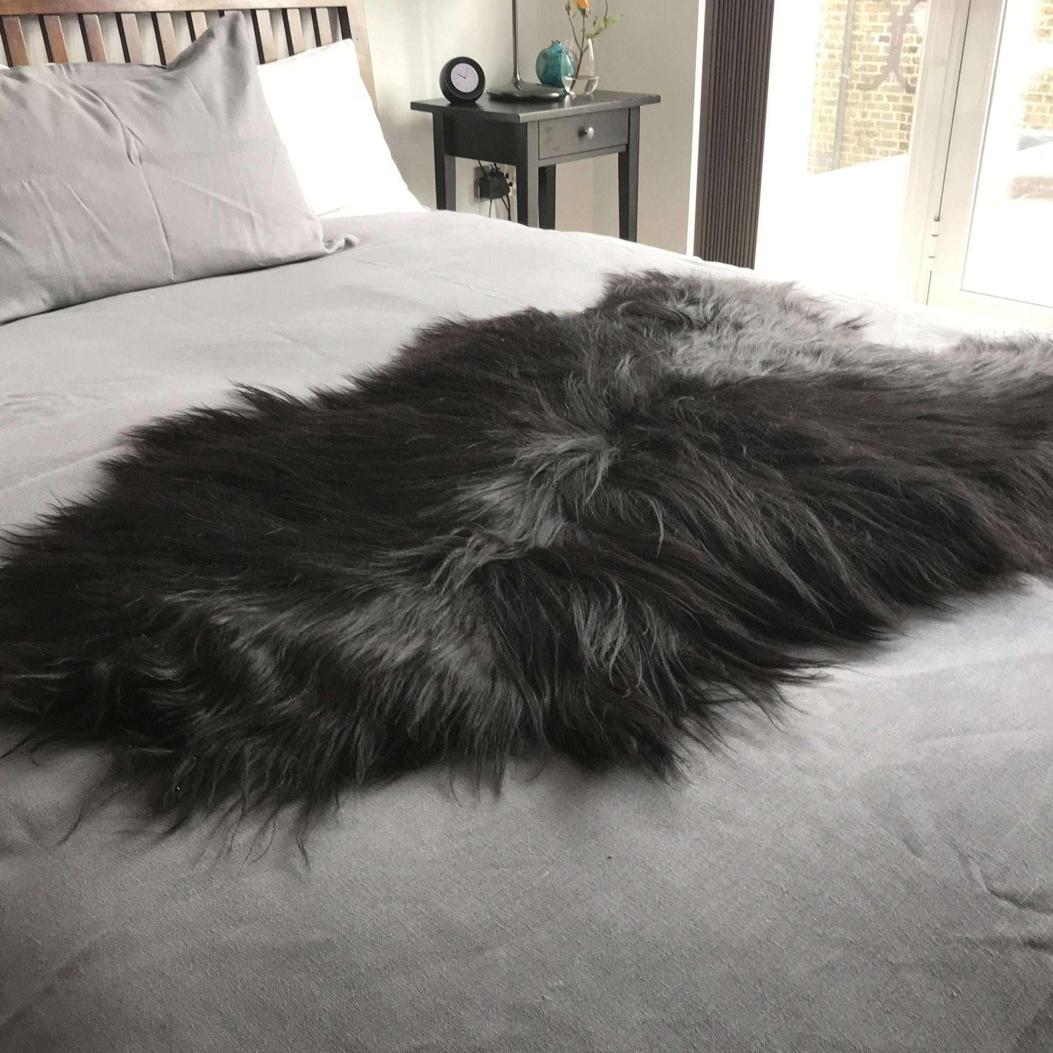 Icelandic Natural Black Eco Sheepskin Rug 100% Undyed - Wildash London