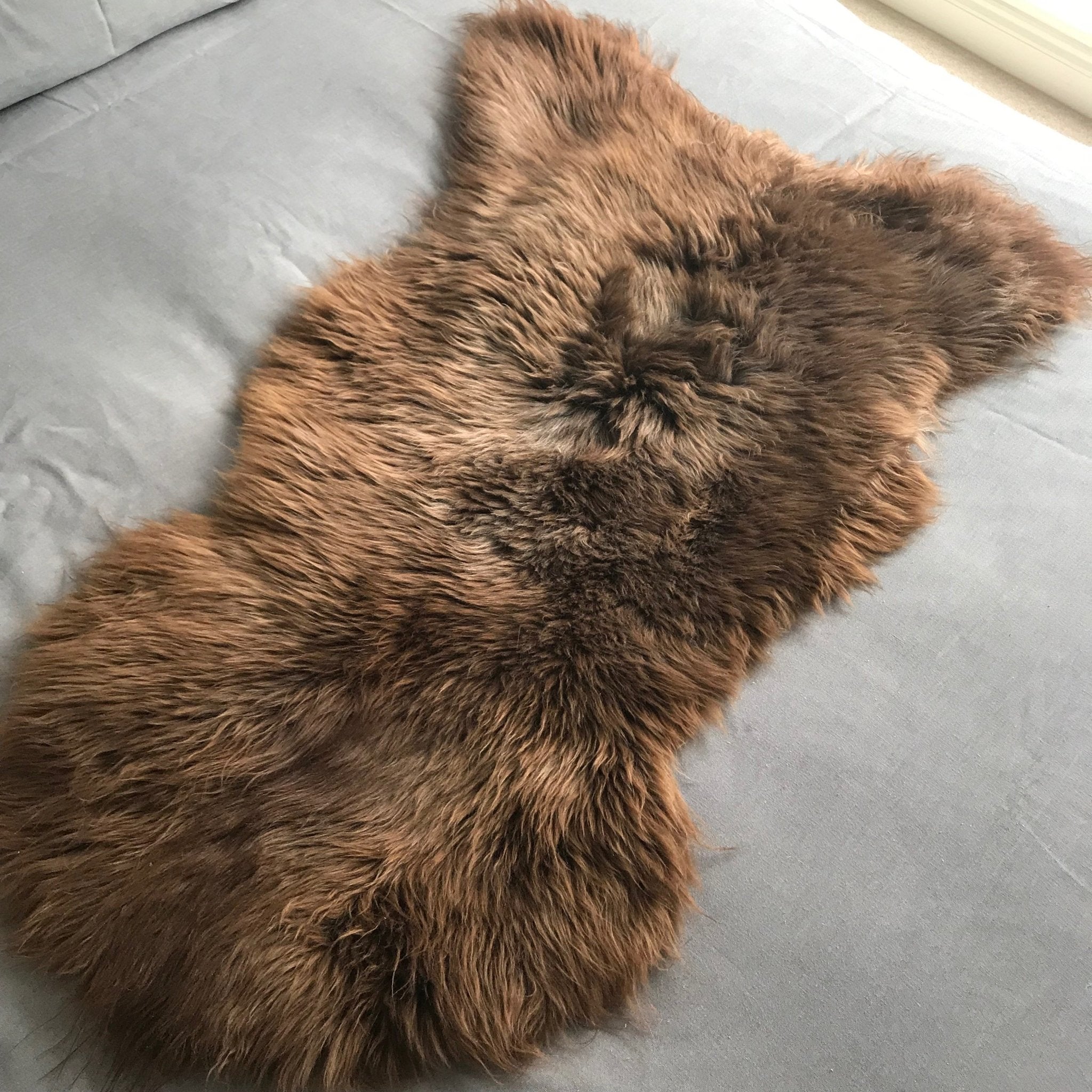 Natural British Brown Sheepskin Rug Sheep Skin Throw English Hygge Nordic Decor - Wildash London