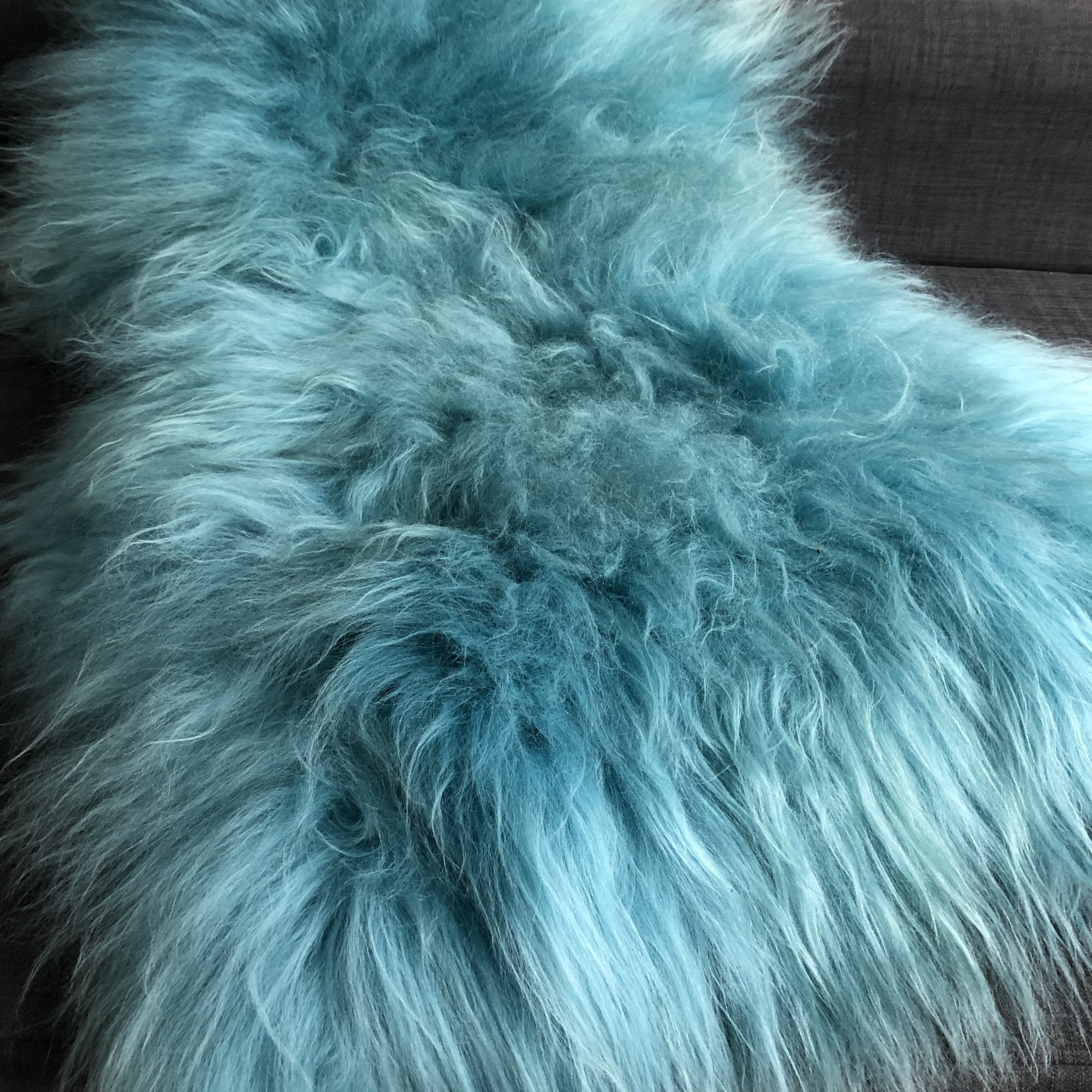 XL Icelandic Aquamarine Blue-Green Sheepskin Rug 100% Eco Sheep Skin Throw L 110cm - Wildash London