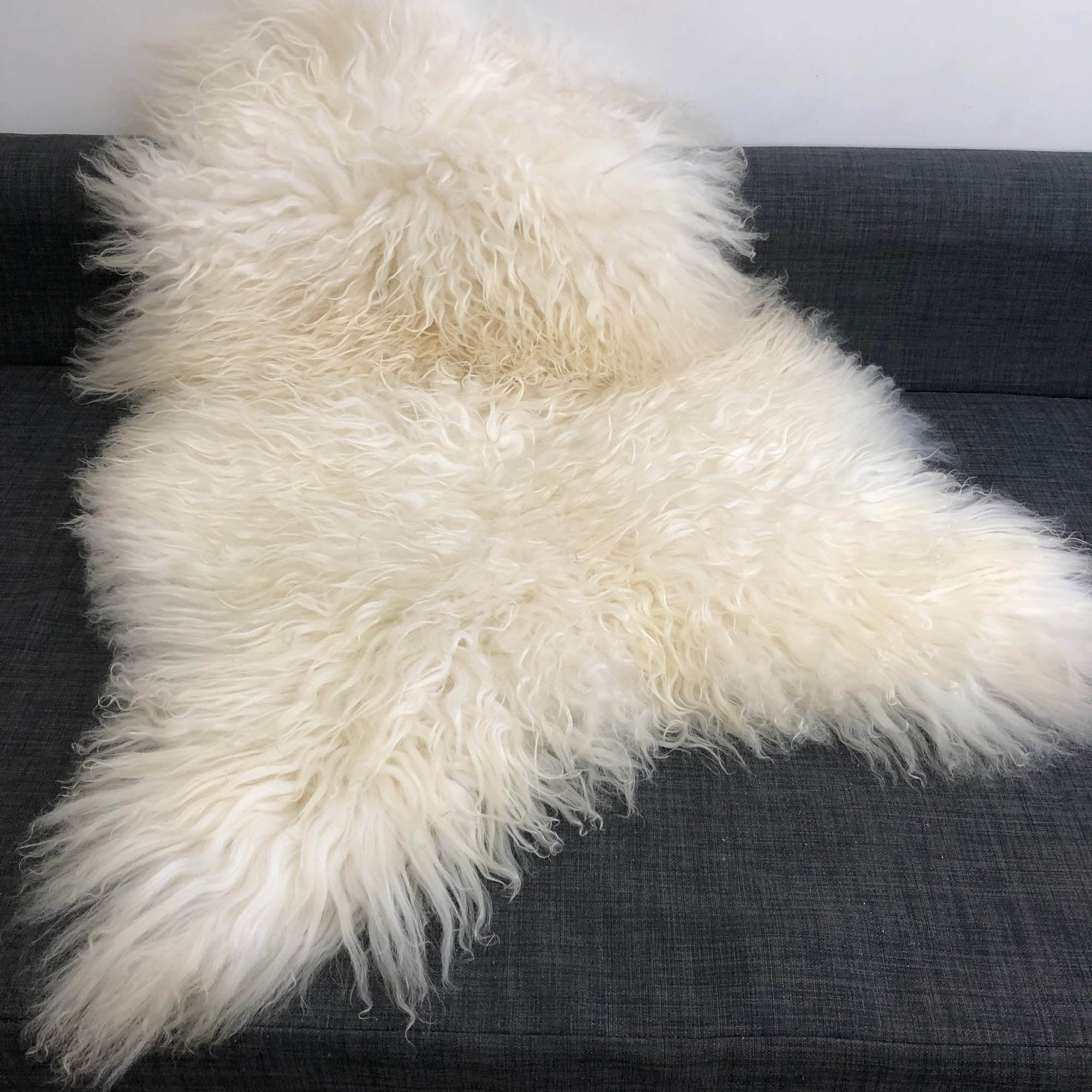 Icelandic Curly White Sheepskin Rug 100% Natural Sheep Skin Throw - Wildash London